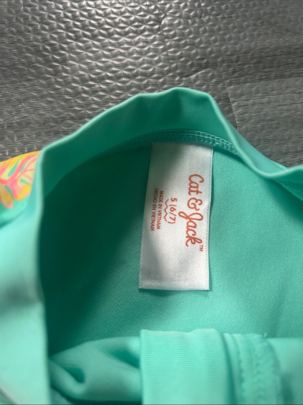 Kids Floral Zip Front Rash Guard Swimsuit - Turquoise - Picture 2 of 6
